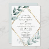 結婚式招待状 |グレーの玉緑植物園 招待状 (正面/裏面)