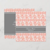 結婚式招待状 コーラル グレー ホワイト ダマスク 招待状 (正面/裏面)