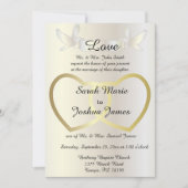 結婚式招待状 – ゴールデンハートテーマ 招待状 (正面)