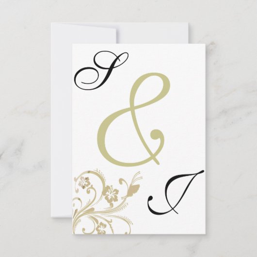 結婚式招待状 ゴールドの花 オーダーメイド モノグラム 招待状 (正面)