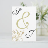 結婚式招待状 ゴールドの花 オーダーメイド モノグラム 招待状 (スタンド正面)