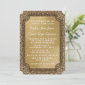 結婚式招待状 | ゴールドの葉とグリッター招待状 招待状 (スタンド正面)