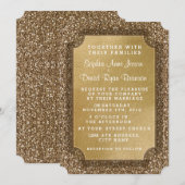 結婚式招待状 | ゴールドの葉とグリッター招待状 招待状 (正面/裏面)