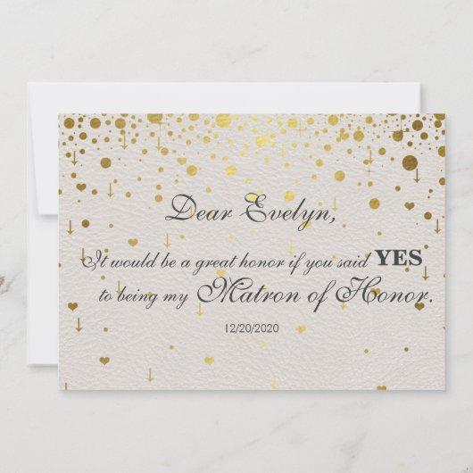 結婚式招待状 | ゴールドコンフェッティ 婚約者へのお願い 招待状 (裏面)