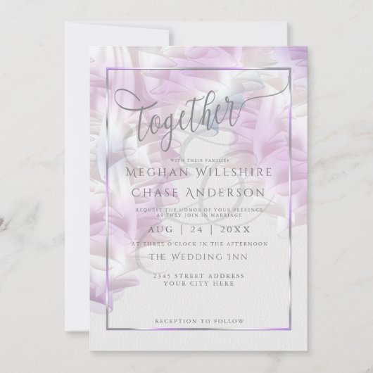 結婚式招待状 |シフォン薄紫オンブレラフレズ 招待状 (正面)