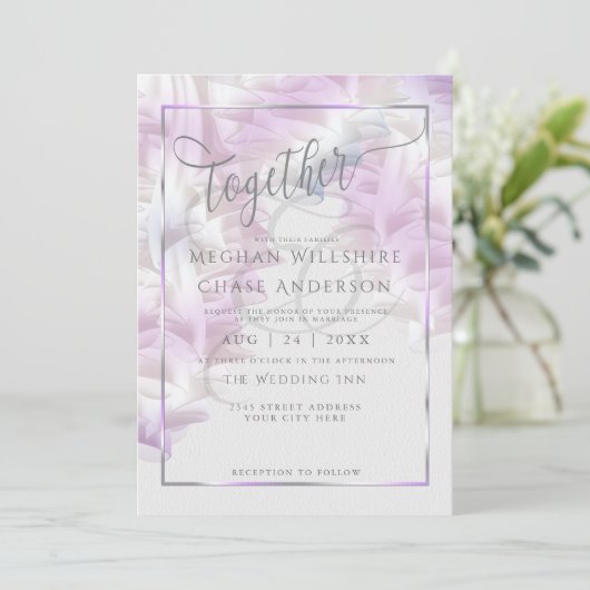 結婚式招待状 |シフォン薄紫オンブレラフレズ 招待状 (スタンド正面)