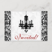 結婚式招待状 シャンデリア ブラック ホワイト ダマスク 出欠カード (裏面)