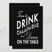 結婚式招待状 – シャンパンを飲む時間 招待状 (正面/裏面)