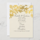 結婚式招待状-シンプル金ゴールドリーフデザイン 招待状 (正面)
