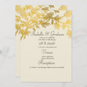 結婚式招待状-シンプル金ゴールドリーフデザイン 招待状 (正面/裏面)