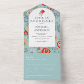 結婚式招待状 スペイン語 英語 RSVP フォークアート オールインワン招待状 (内側)