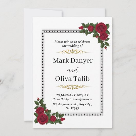 結婚式招待状 | タイムレスでカスタマイズ可能 招待状 (正面)