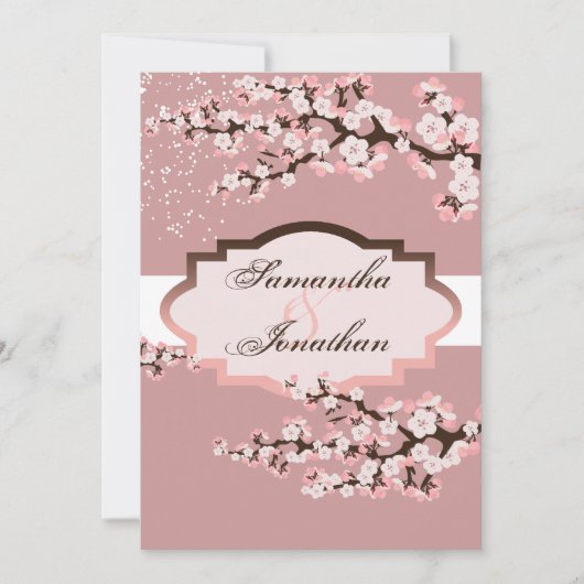 結婚式招待状 ダスティローズ ピンク 桜 招待状 (正面)