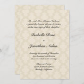結婚式招待状-ダマスク織の波が付いている麻布 招待状 (正面/裏面)