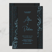 結婚式招待状、ダークテーマとホワイトテーマ 招待状 (正面/裏面)