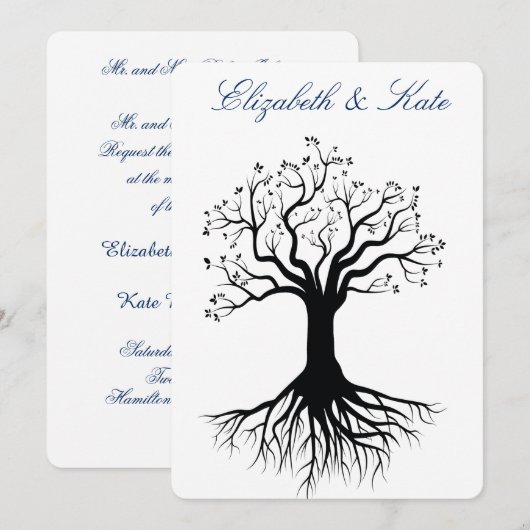 結婚式招待状 ツリー シルエット, 森, オーダーメイド 招待状 (正面/裏面)