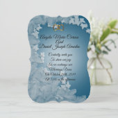 結婚式招待状、ティール(緑がかった色)ブルーとアイビー 招待状 (スタンド正面)