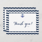 結婚式招待状 |ネイビ航海のー・ウェーブズありがとう ポストカード (正面/裏面)