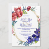 結婚式招待状 |ハピネスフローラ水彩 招待状 (正面)