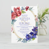 結婚式招待状 |ハピネスフローラ水彩 招待状 (スタンド正面)