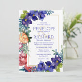 結婚式招待状 |ハピネスフローラ水彩 招待状 (スタンド正面)