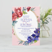 結婚式招待状 |ハピネスフローラ水彩 招待状 (スタンド正面)