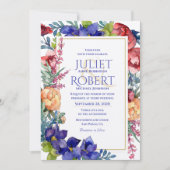 結婚式招待状 |ハピネス水彩フローラ 招待状 (正面)