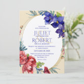 結婚式招待状 | ハピネス 水彩 フラワー 招待状 (スタンド正面)