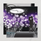 結婚式招待状 パープル モノグラム カップル ラブ 招待状 (正面/裏面)