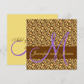 結婚式招待状 パープル モノグラム レオパード柄 招待状 (正面/裏面)