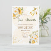 結婚式招待状 – ヒマワリ – 黄色と白 招待状 (スタンド正面)
