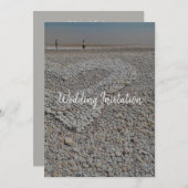 結婚式招待状 ビーチ ハート 小石 デザイン 招待状 (正面/裏面)