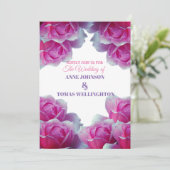 結婚式招待状、ピンクのバラ 招待状 (スタンド正面)