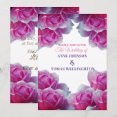 結婚式招待状、ピンクのバラ 招待状 (正面/裏面)