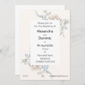 結婚式招待状 – ピンクブルーバラ 招待状 (正面/裏面)