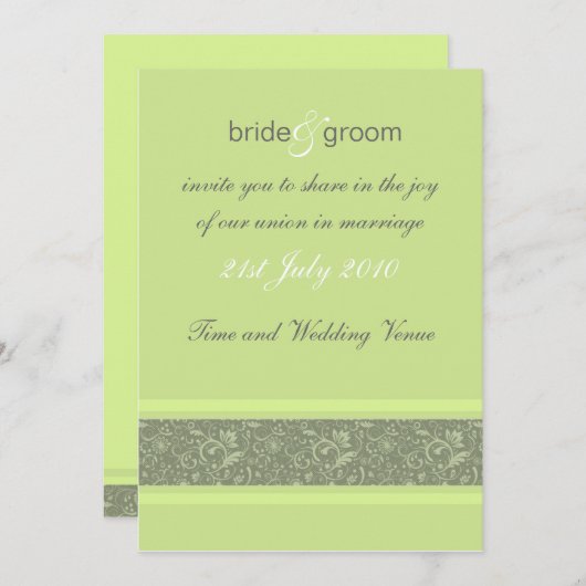 結婚式招待状-フローラファンタジー-Apple Green 招待状 (正面/裏面)