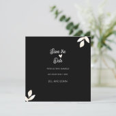 結婚式招待状 ブラック フラワー Save the Date セーブザデート (スタンド正面)