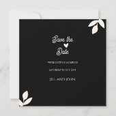 結婚式招待状 ブラック フラワー Save the Date セーブザデート (正面)