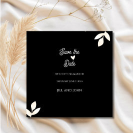 結婚式招待状 ブラック フラワー Save the Date セーブザデート