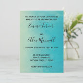 結婚式招待状 |ブルーウォーターカラースクリプト 招待状 (スタンド正面)