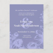 結婚式招待状 – ブルーパーウィンクルヴィンテージ花 案内ポストカード (正面)