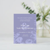 結婚式招待状 – ブルーパーウィンクルヴィンテージ花 案内ポストカード (スタンド正面)