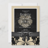 結婚式招待状 ベージュ & ブラック 招待状 (正面)
