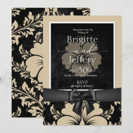 結婚式招待状 ベージュ & ブラック 招待状