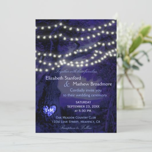 結婚式招待状 |モノグラムのストリングライト 招待状 (スタンド正面)