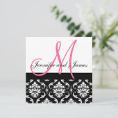 結婚式招待状・モノグラム・ネームズ・ホット・ピンク・ダマスク 招待状 (スタンド正面)