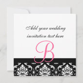 結婚式招待状・モノグラム・ネームズ・ホット・ピンク・ダマスク 招待状 (裏面)