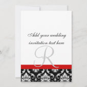 結婚式招待状 モノグラム 名前 赤 ダマスク 招待状 (裏面)