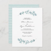 結婚式招待状|ユーカリの庭の水彩 招待状 (正面/裏面)