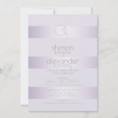 結婚式招待状 | ライラック シマー ストライプ モノグラム 招待状 (正面)
